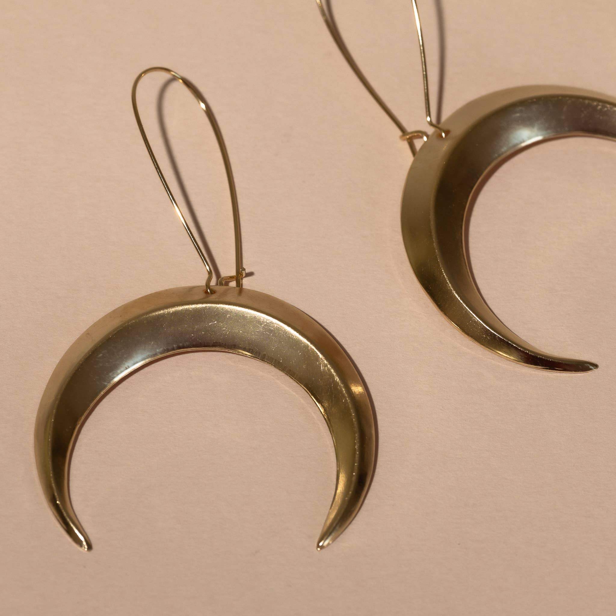 Eclipse Crescent Moon Earrings - Brass or Silver