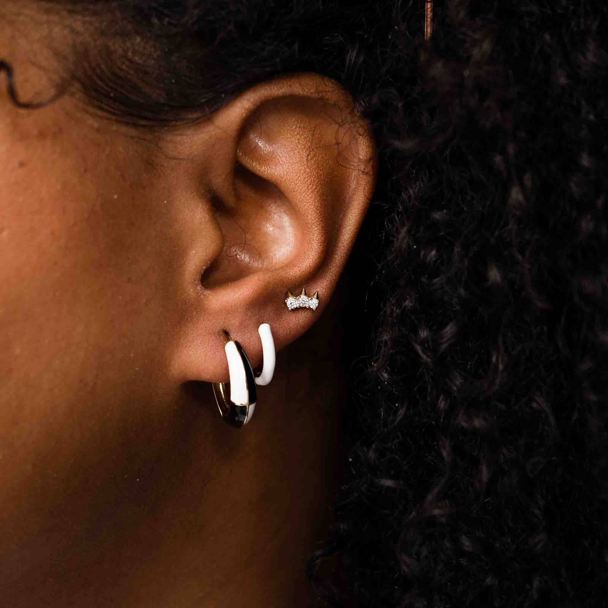 Checker Black & White Enamel Hoops - On Sale 🤑