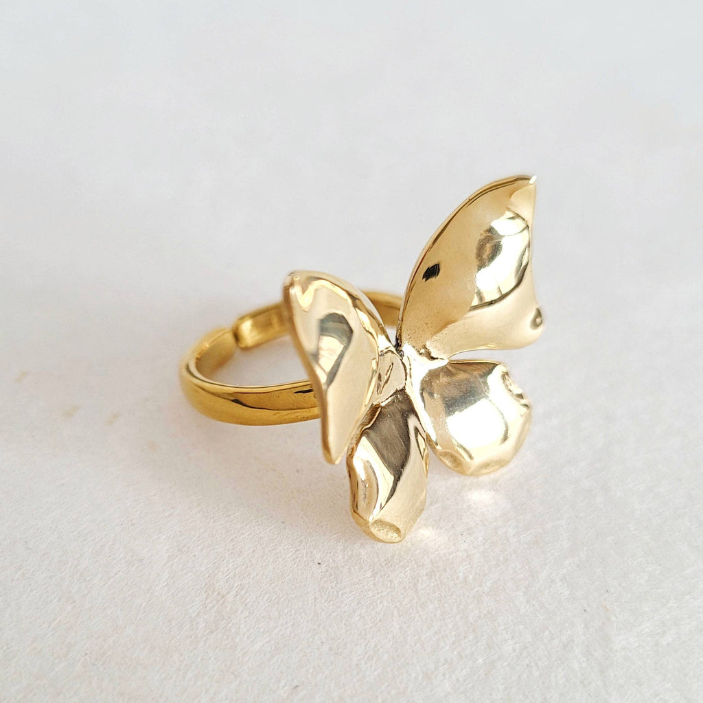 Brass ring  adjustable butterfly Ring
