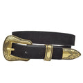 Genuine Suede Leather Belt w. Western Buckle set