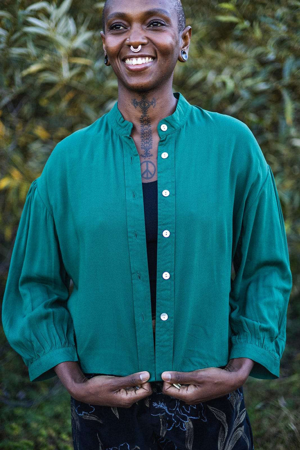 Drama Top in Emerald Green