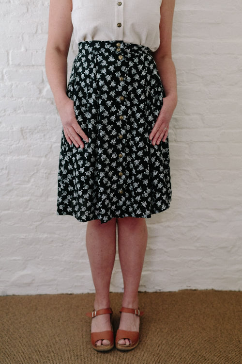 Bae Skirt in Black Rose Crepe