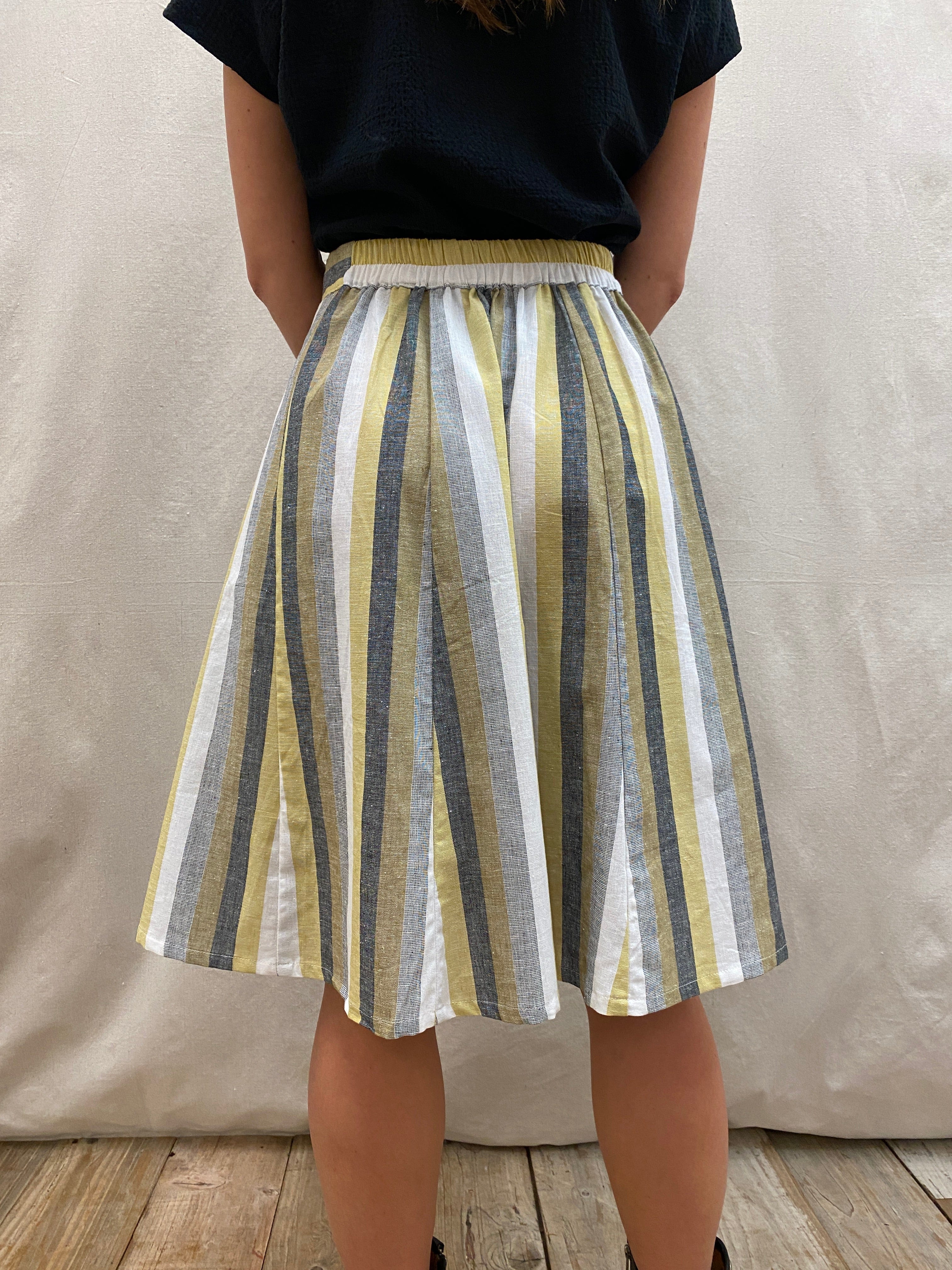 Bae Skirt in Linen Stripe