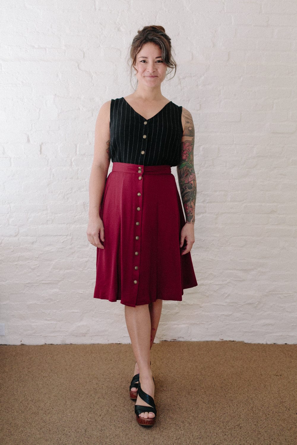 Bae Skirt in Pinot Noir Crepe