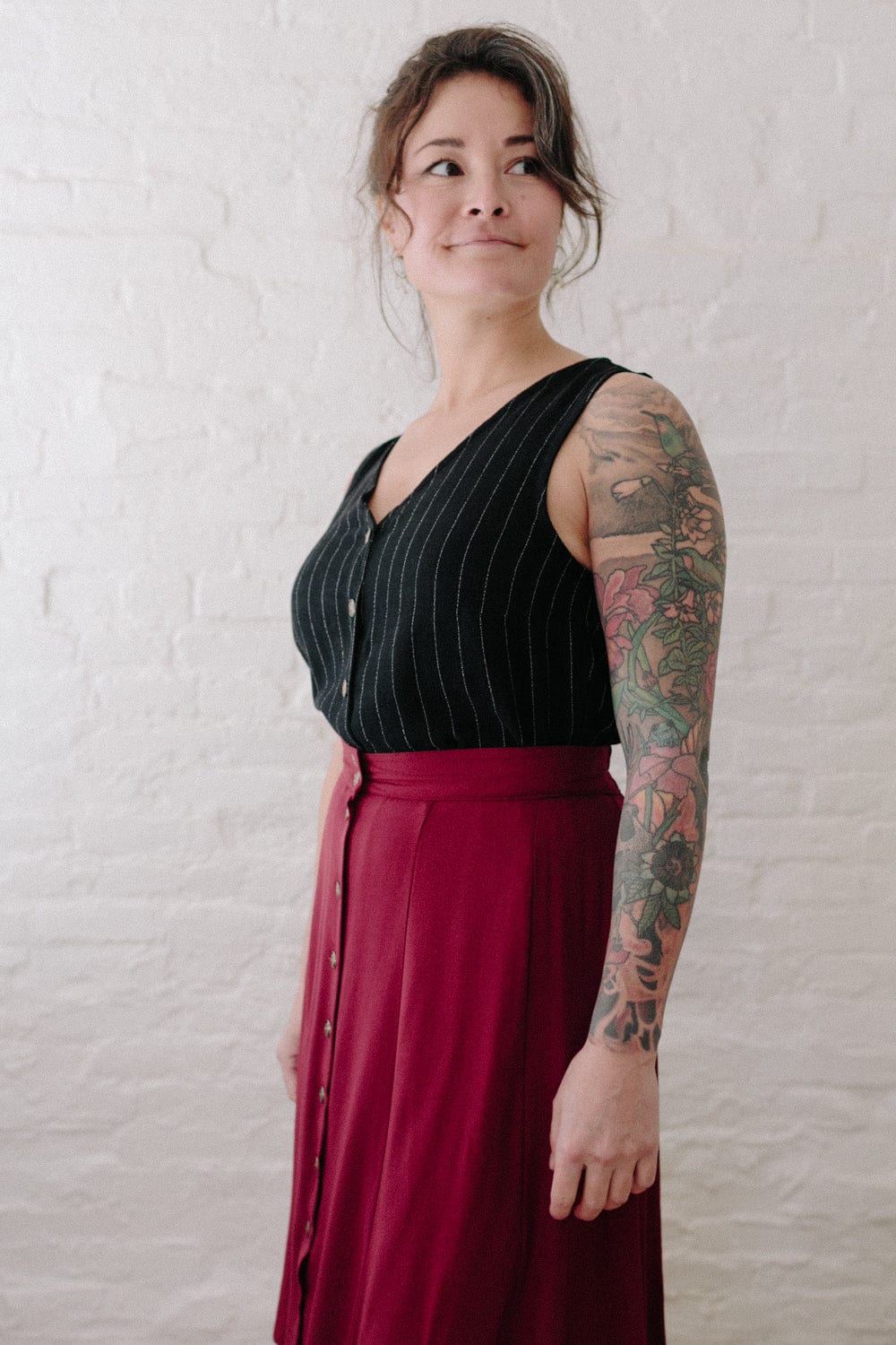 Bae Skirt in Pinot Noir Crepe