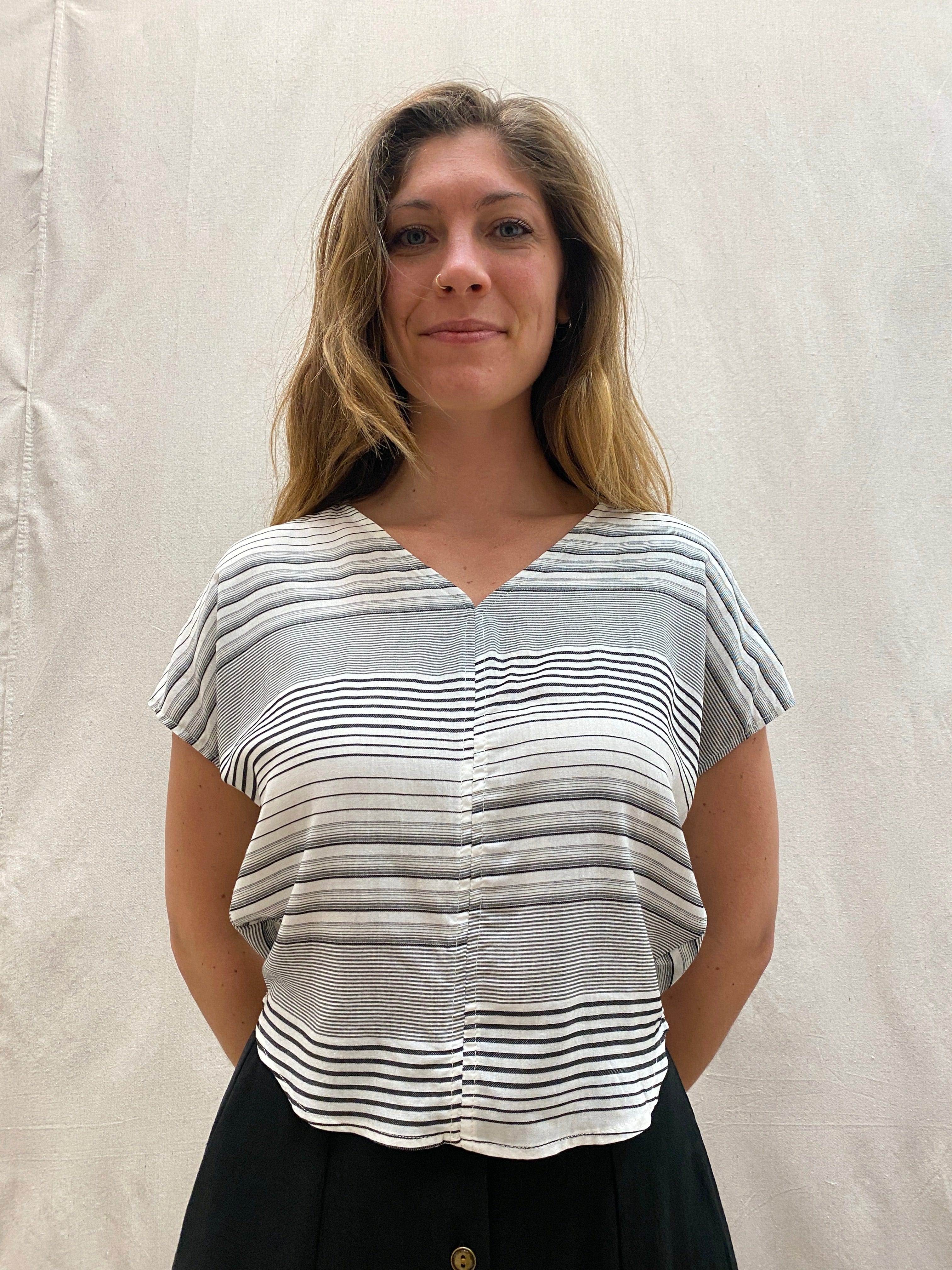 Dolman Top in Heathered Stripe